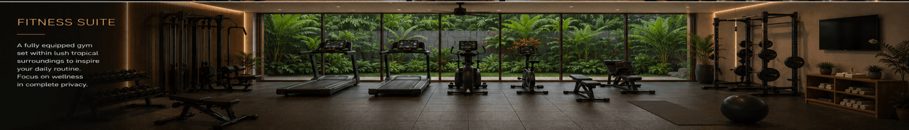 Fully equipped fitness suite set within tropical surroundings