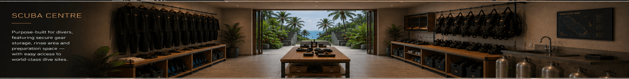 Ocean View Scuba Centre gear room opening to the sea